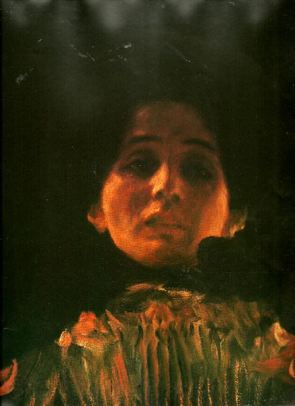 Gustav Klimt en face-portratt av kvinna, France oil painting art